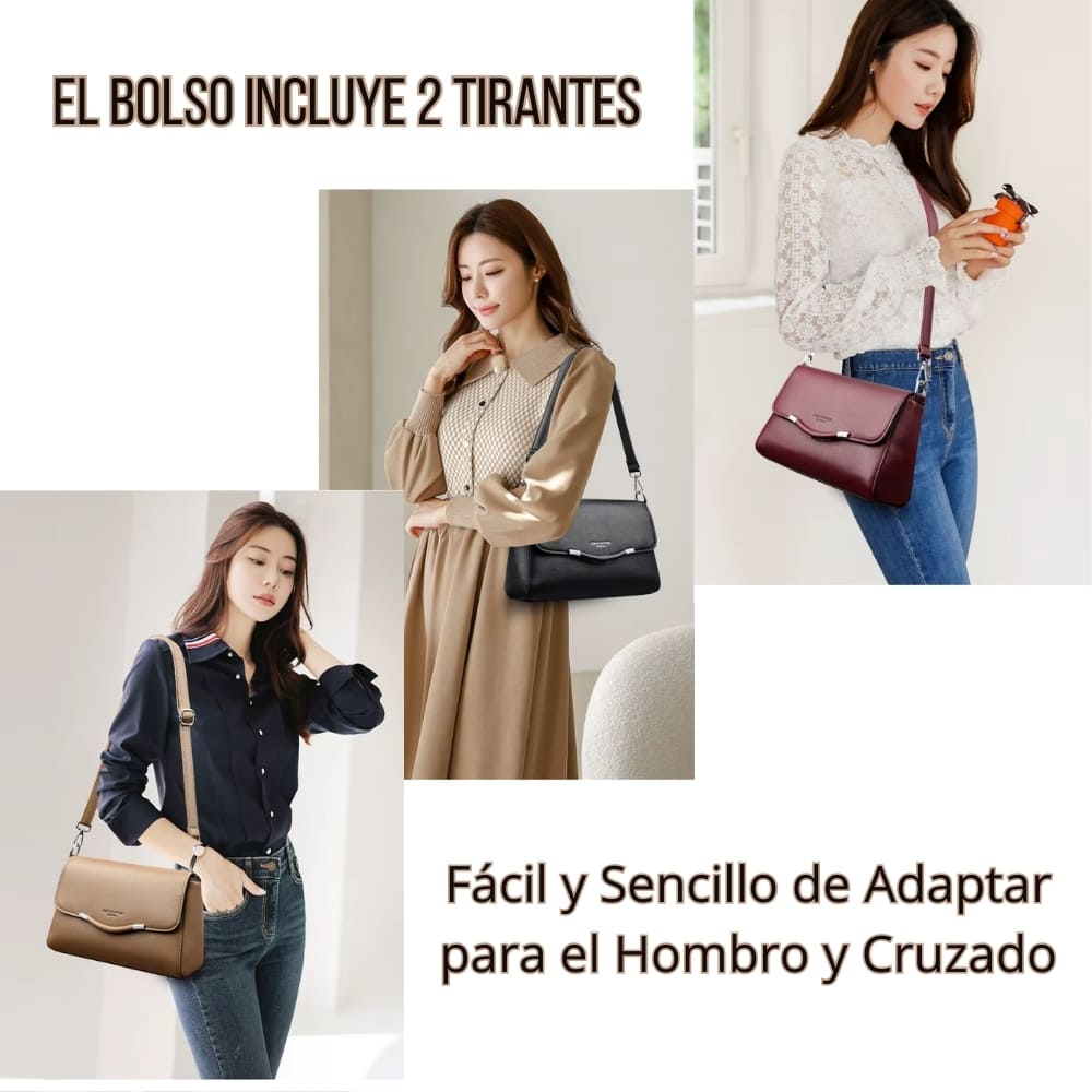 Cartera Mujer, Bolso de Hombro y Cruzado Color Vainilla
