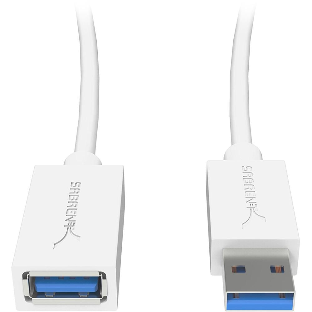 Sabrent Cable de Extensión USB 3.1 Gen 1 Tipo A Macho a Tipo A Hembra (6', Blanco) - 5 Gb/s, Blindaj