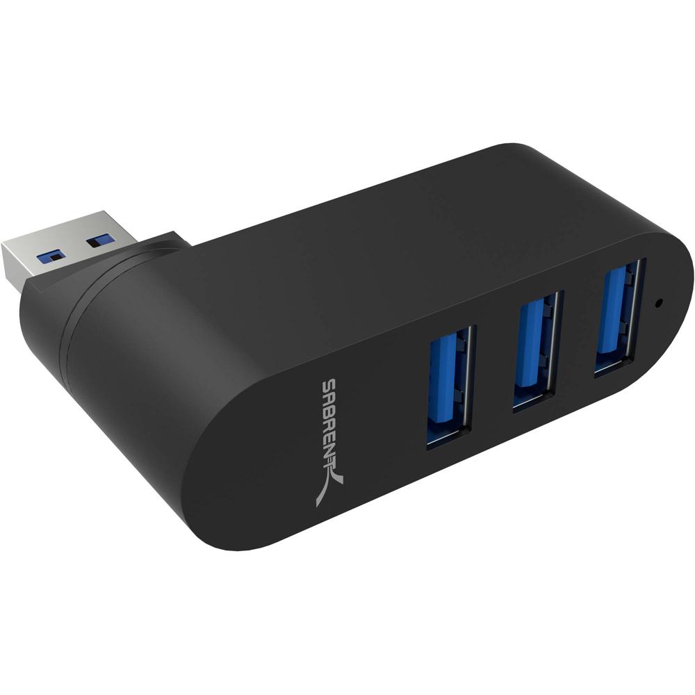 Sabrent Hub Rotativo Mini USB 3.0 de 3 Puertos (Negro) - Transferencia de Datos hasta 5 Gb/s, Compat