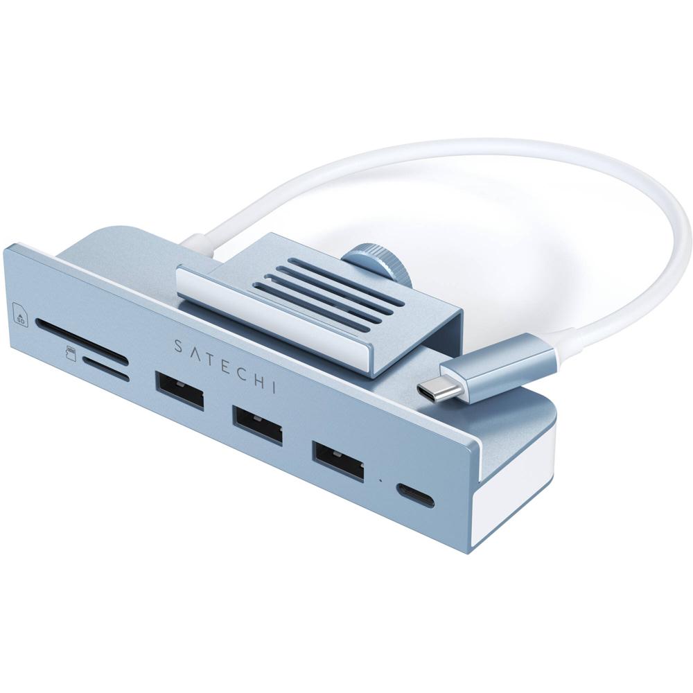 Satechi Hub Clamp USB Tipo-C 6 en 1 para iMac de 24"" (Azul) - Compatible con iMac 2021, Transferenci