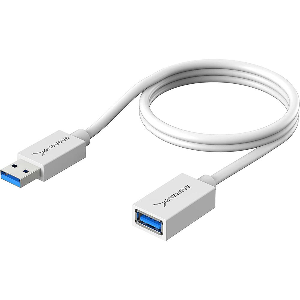 Sabrent Cable de Extensión USB 3.1 Gen 1 Tipo A Macho a Tipo A Hembra (3', Blanco) - 5 Gb/s, Blindaj