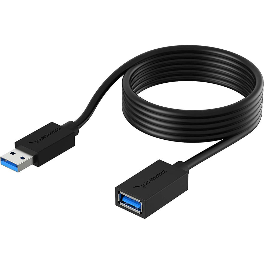 Sabrent Cable de Extensión USB 3.1 Gen 1 Tipo A Macho a Tipo A Hembra (6', Negro) - 5 Gb/s, Blindaje