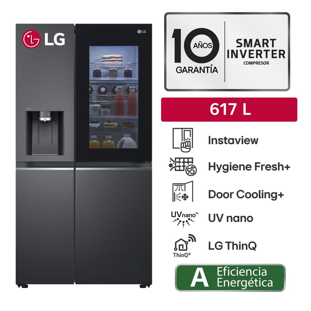 Refrigeradora LG Side By Side GS66SXT 617L Negro Mate