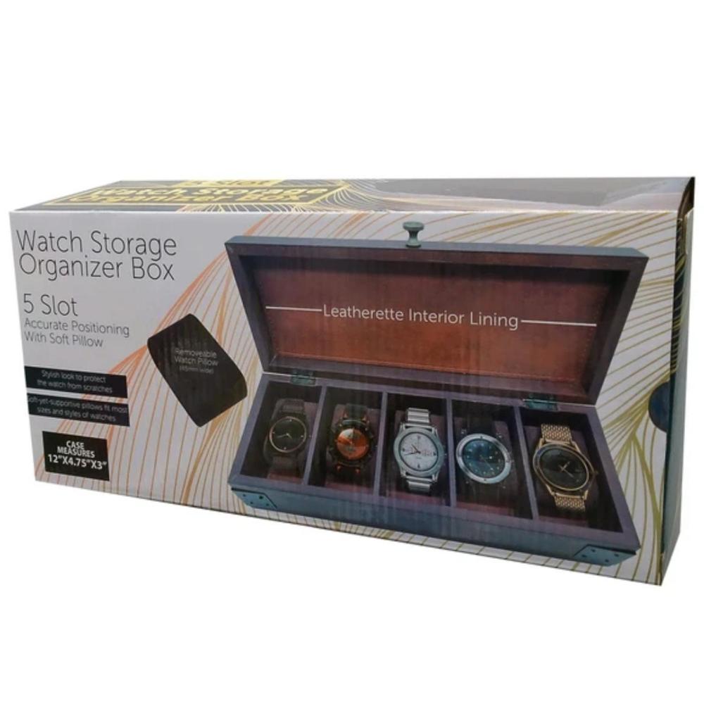 Caja Organizadora para Relojes de Madera - 5 compartimientos
