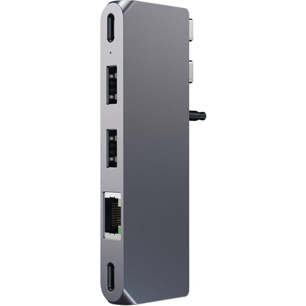 Satechi 6-en-1 Pro Hub Mini (Gris Espacial) para Modelos Selectos de MacBook Pro - 1 x USB 4, 2 x US