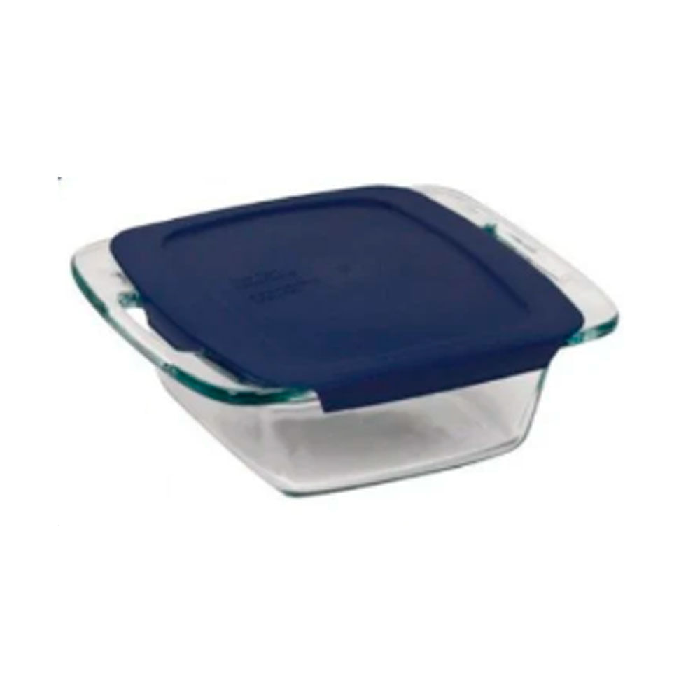 Fuente Cuadrada Pyrex Easy Grab 1.9 Lt Tapa Azul