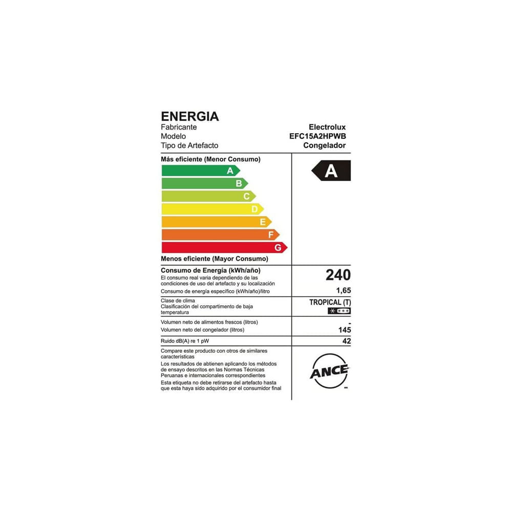 Congelador Horizontal Frost ELECTROLUX EFC15A2HPWB 145Lts Blanco