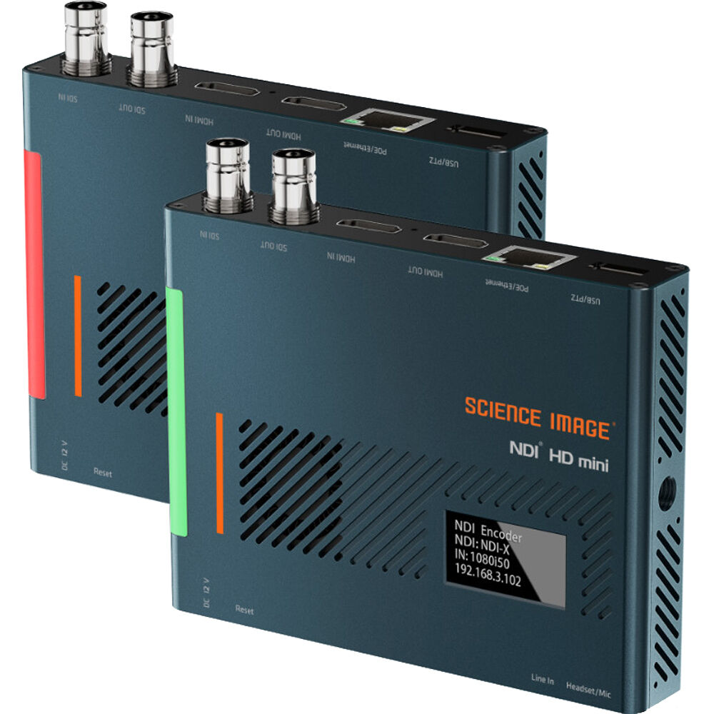 SCIENCE IMAGE NDI Mini HD Codificador/Decodificador Bidireccional 3G-SDI/HDMI (Juego de 2) - Soporta