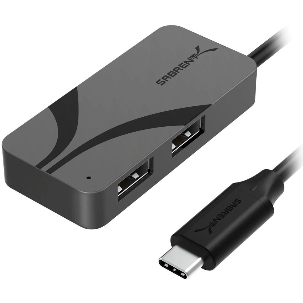 Sabrent HB-C4WP Hub USB-C de 3 Puertos con Cable Integrado de 5.9", 1 x USB-A 3.2 Gen 1, 2 x USB-A 2