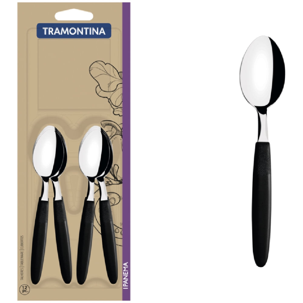 Ipanema Cucharita Negro De 12 Piezas TRAMONTINA 23367/900