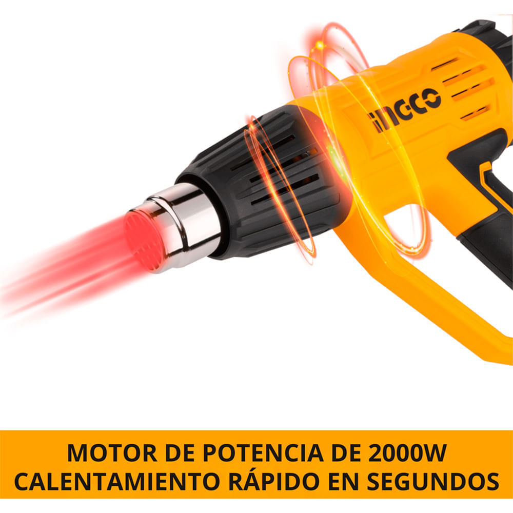 Pistola de Calor INGCO 2000W HG200047 2 Niveles Industrial
