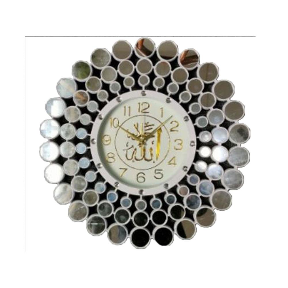 Reloj De Pared Elegante Espejo Sala Comedor Hogar 45cm Plateado