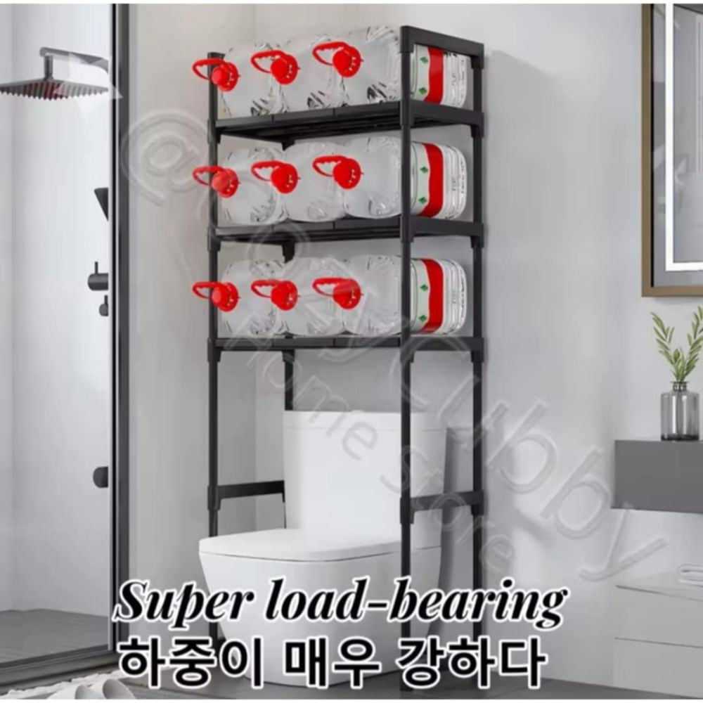 Organizador de Baño Multiusos 3 Niveles Resistente Estante Toilet Rack Negro
