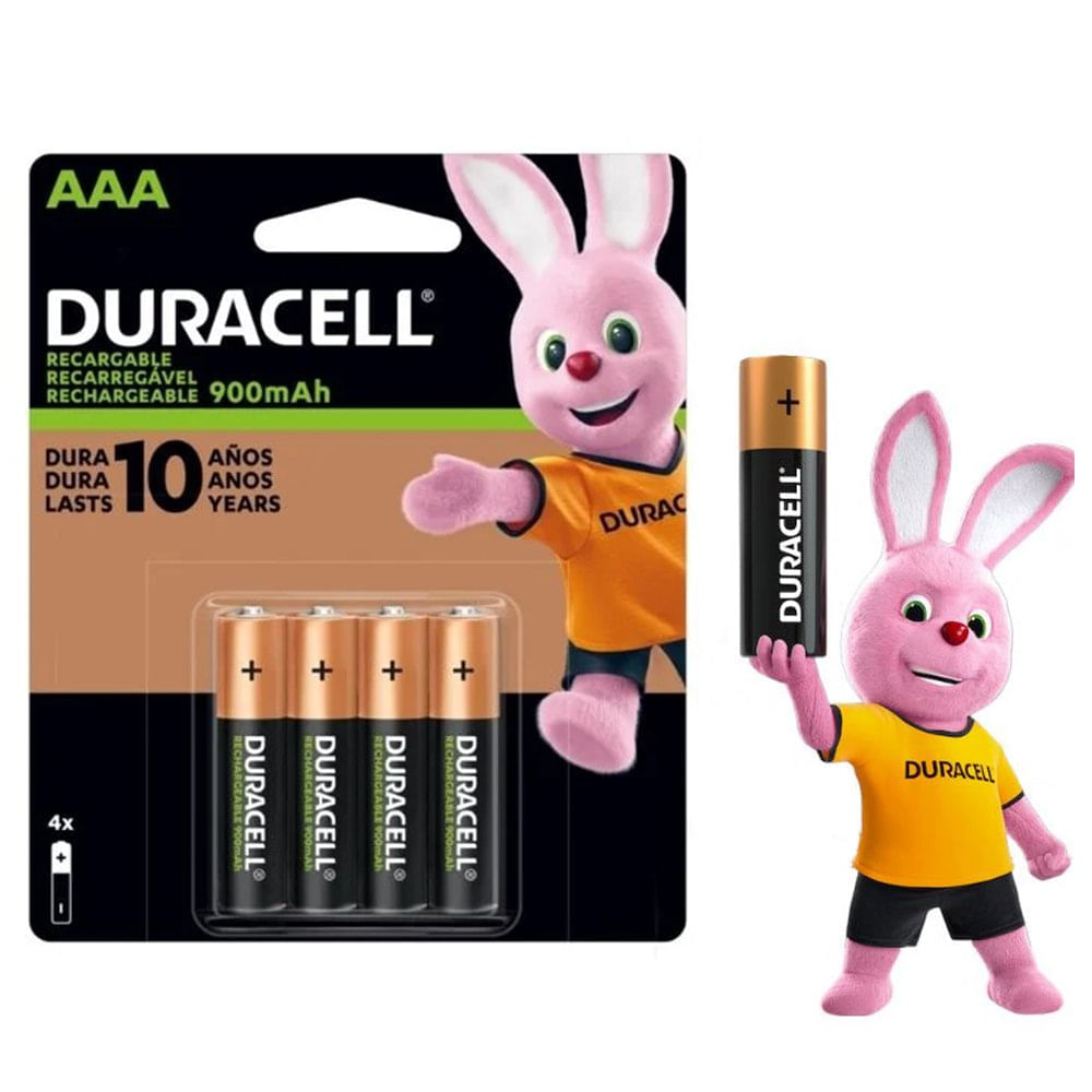 Pilas AAA Recargables DURACELL 900mAh Blister x 4 Unidades Baterias