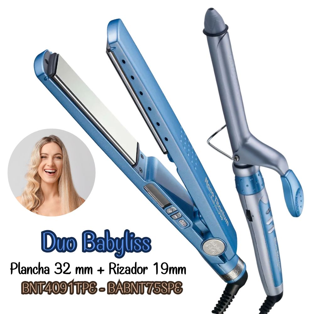 Combo Babyliss Plancha Pro Nano Titanium 32mm + Rizador Pro Nano Titanium 19mm