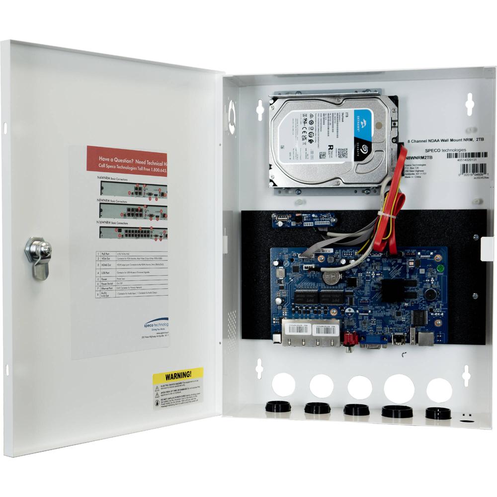 NVR 4 Canales 4K H.265 Speco Technologies N4WNRM con 4TB HDD - Soporta 4 Cámaras, 64 Usuarios, y Apl