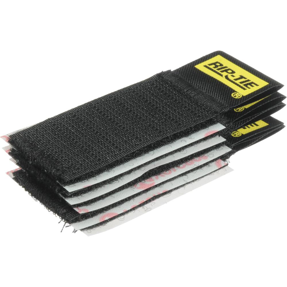 Rip-Tie CableCatch 1x2"" (Negro) - Cinta de Gancho y Bucle de 2"" - Paquete de 5
