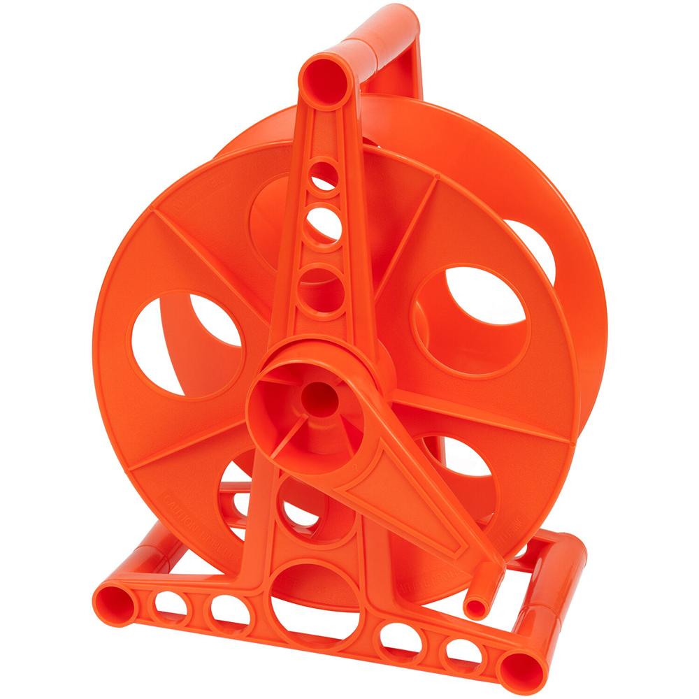 Reel de Almacenamiento de Cuerda Bayco K-100 Deluxe de 150' en Soporte (Naranja) - Soporta hasta 150