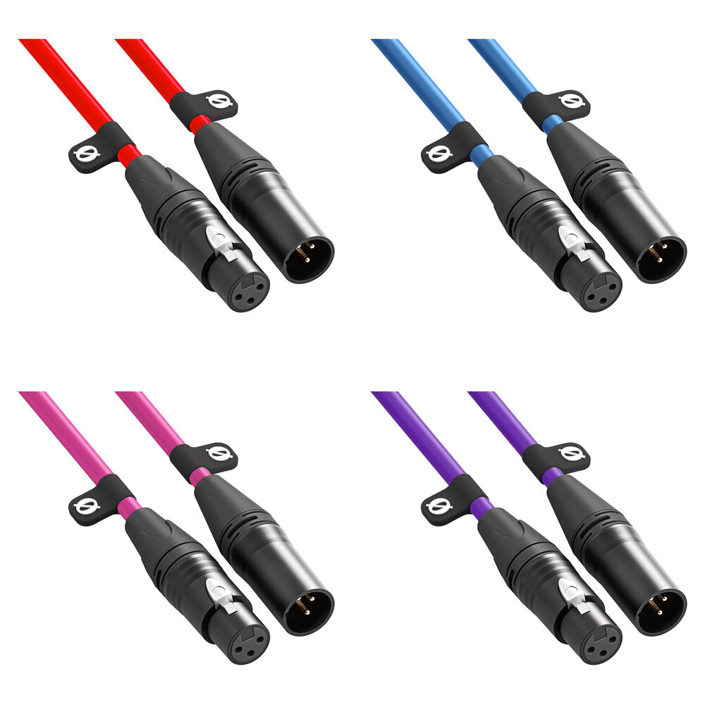 RODE XLR Male to XLR Female Cable (19.7', Red, Blue, Pink, Purple, 4-Pack)