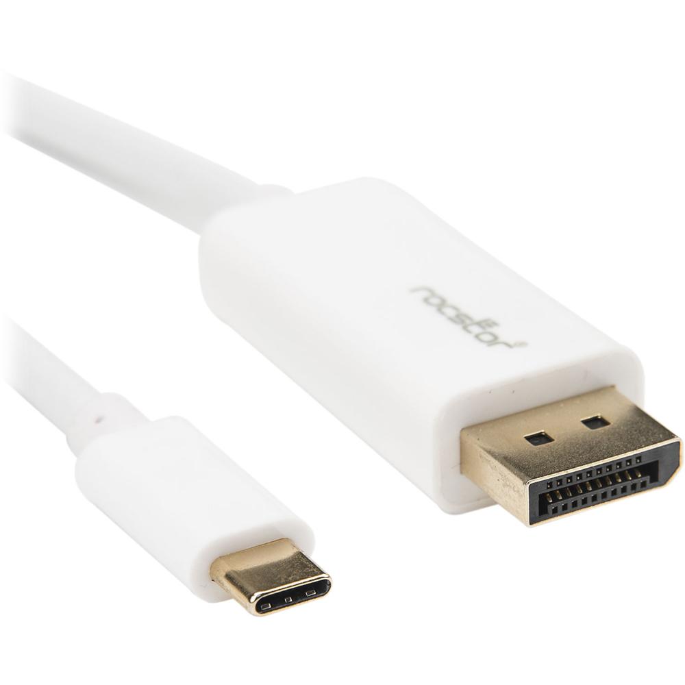 Rocstor Cable USB-C a DisplayPort Macho (10', Blanco) - Conectores USB-C a DisplayPort, Soporta 3840