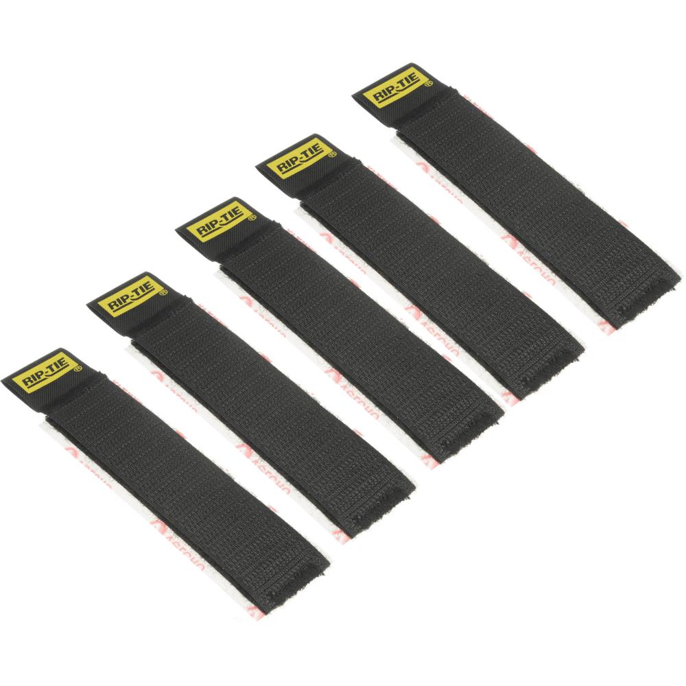 Rip-Tie CableCatch 1x4"" (Negro) - Cinta de Gancho y Bucle de 4"" - Paquete de 5