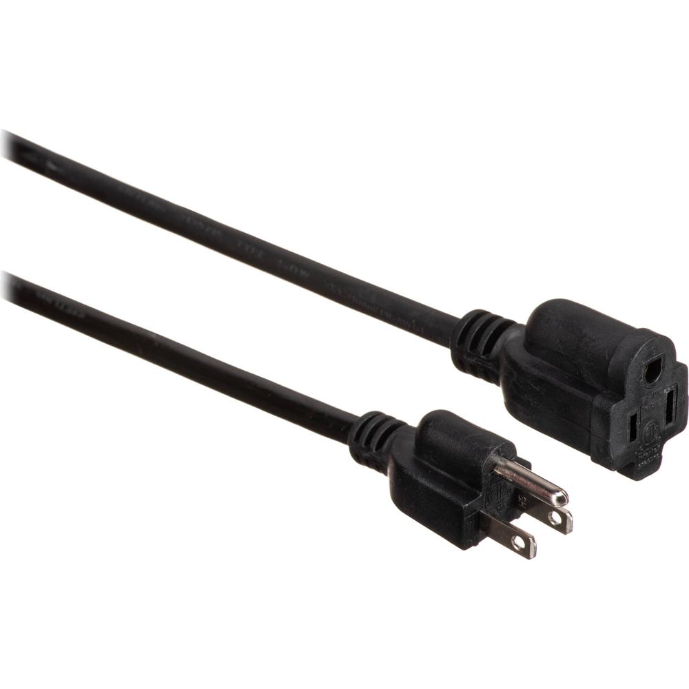 Watson AC Power Extension Cord (14 AWG, Black, 3')