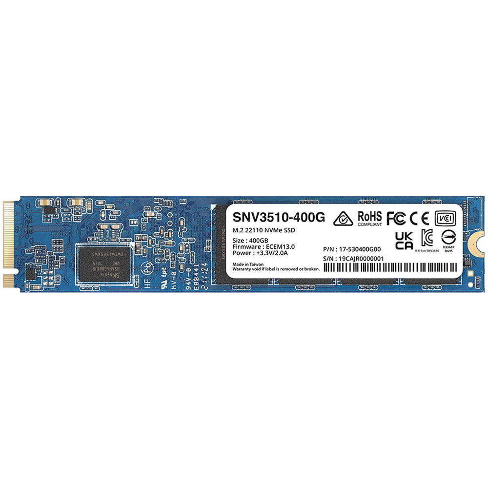 Synology 400GB SNV3510 NVMe M.2 22110 SSD - Rendimiento Óptimo para NAS con PCIe 3.0, 750 MB/s Escri