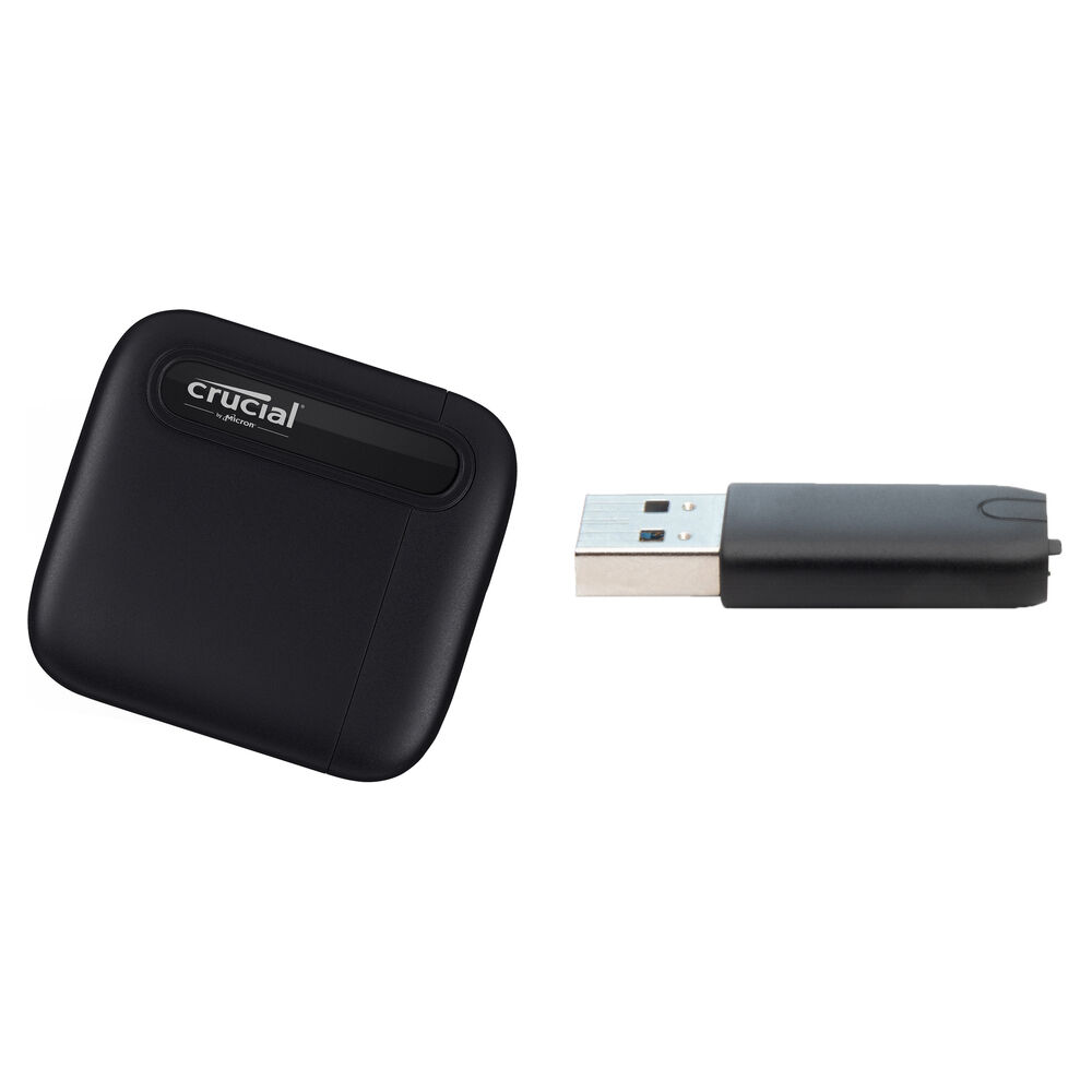 Crucial 1TB X6 SSD Portátil con Adaptador USB Tipo-C a Tipo-A - Resistente a Caídas, Golpes y Temper