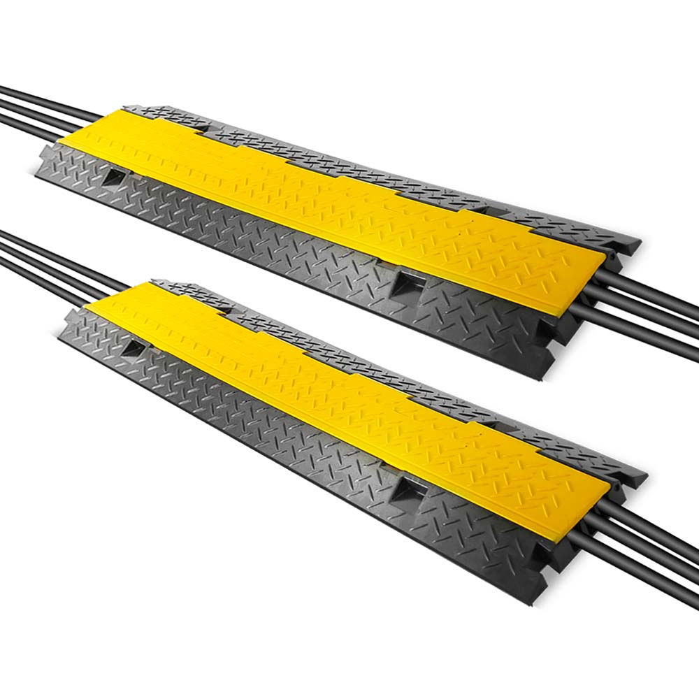 Rampas Protectoras de Cable Pyle Pro de Alta Resistencia (2-Pack, 13.6 x 35.4"") - Diseño Abatible, S