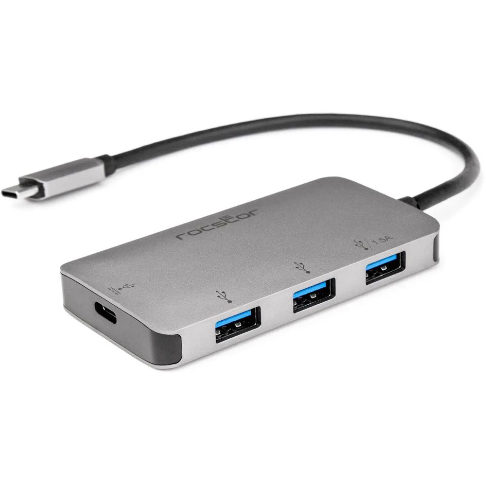 Rocstor Premium Hub USB Tipo-C a USB Tipo-A de 4 Puertos con Entrega de Potencia de 100W, Conector U