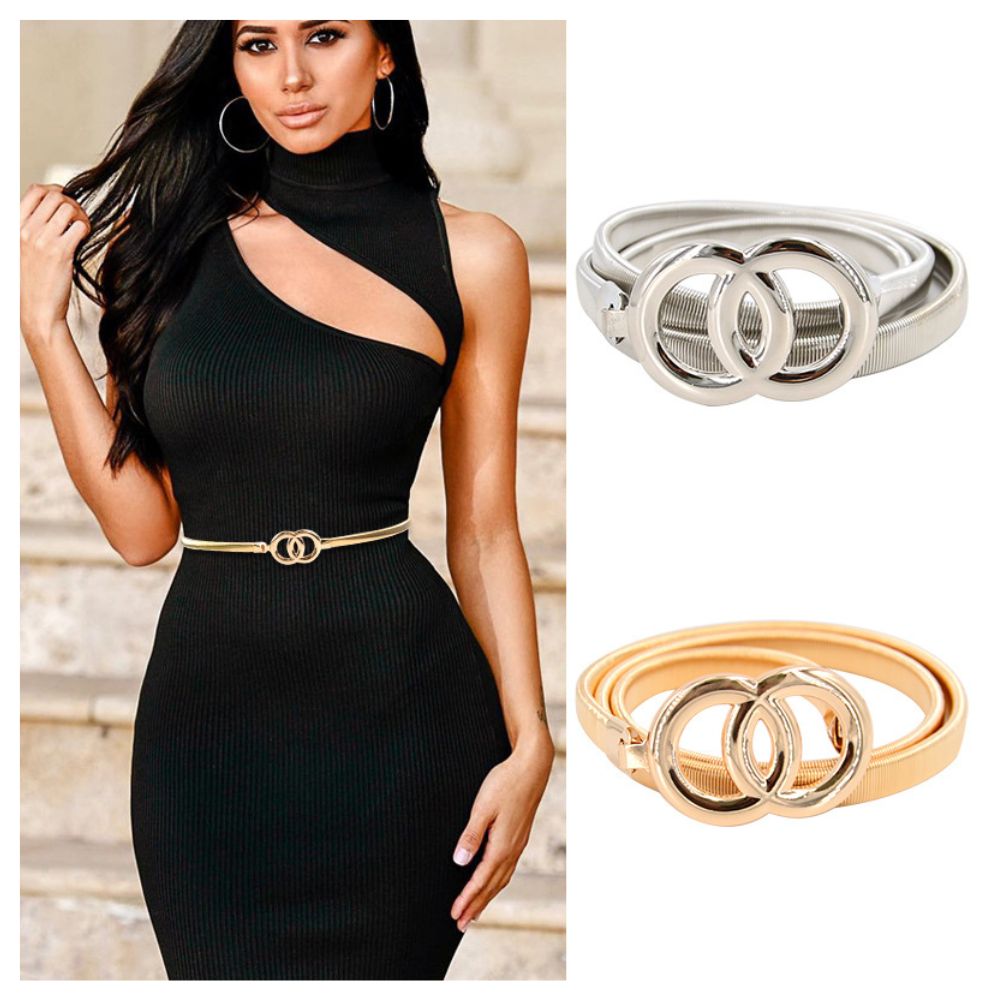 Cinturón Correa Elástica Bella para Mujer - Dorado