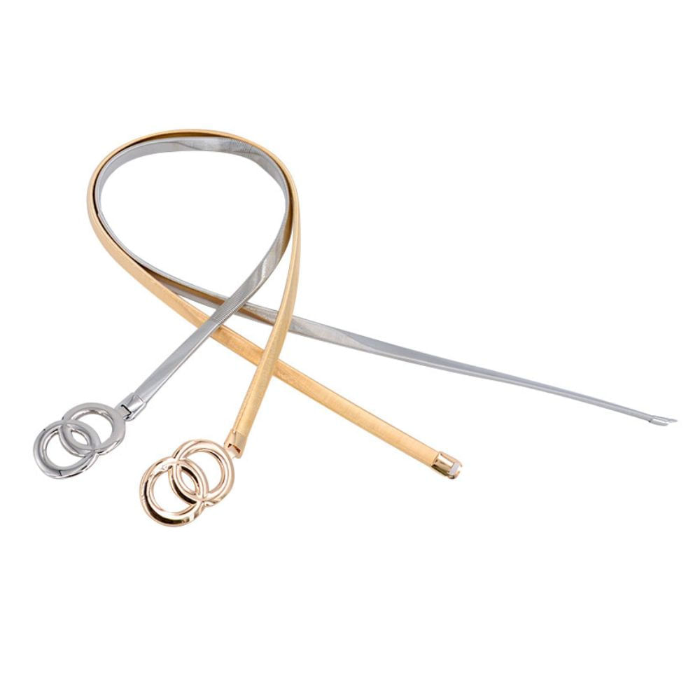 Cinturon Bella Plateado Correa Elastica