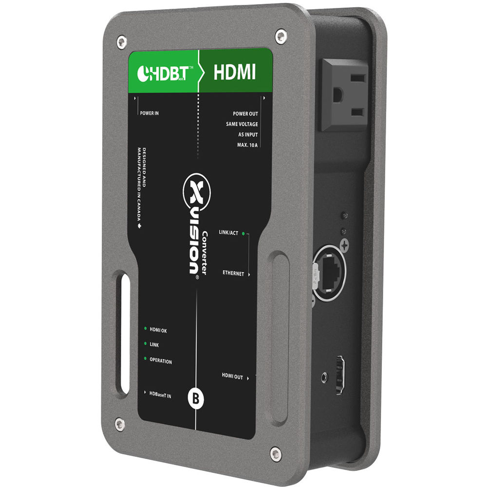 Receptor HDBaseT a HDMI Theatrixx Technologies xVision - Convertidor de Video con Conector powerCON,