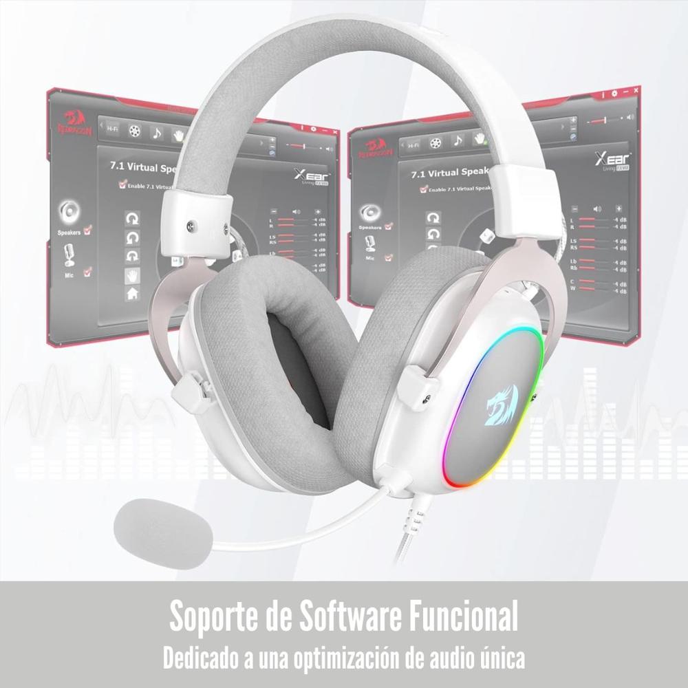 Audífono Redragon Zeus Pro Wireless H510W-Pro Sonido 7.1 - Blanco
