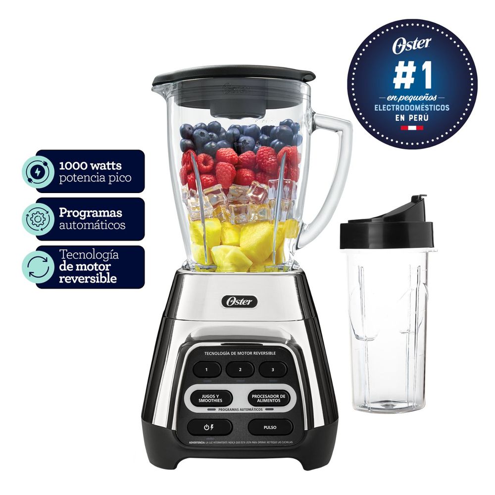 Licuadora Oster BLSTPYG1311NBG-053 1.5L Motor reversible Niquel