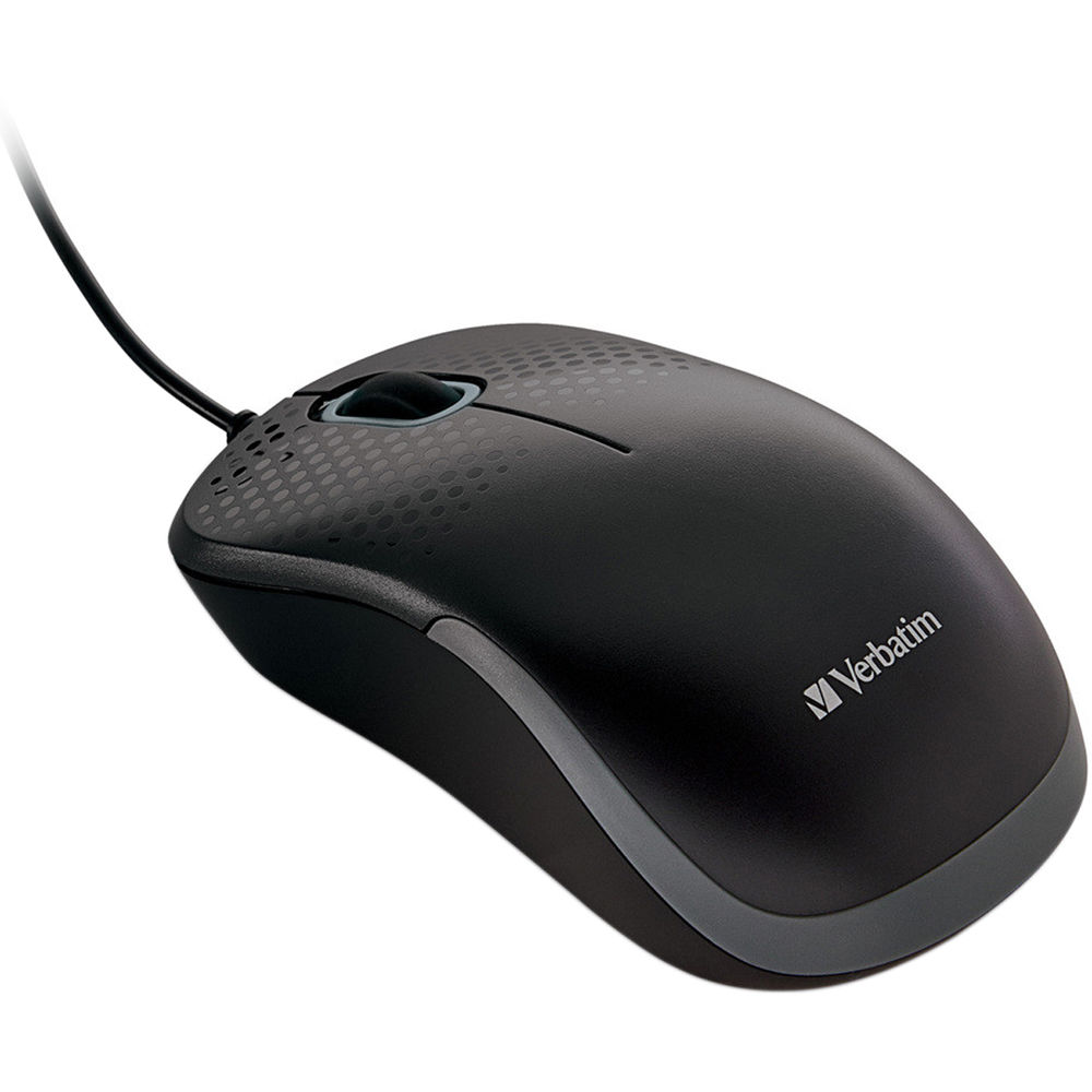 Ratón Óptico Silencioso Verbatim con Cable (Negro) - Conexión USB de 5.9', Interruptores Silenciosos