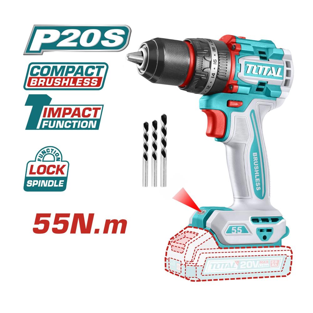 Taladro Percutor 55nm solo cabezal Total TIDLI205581