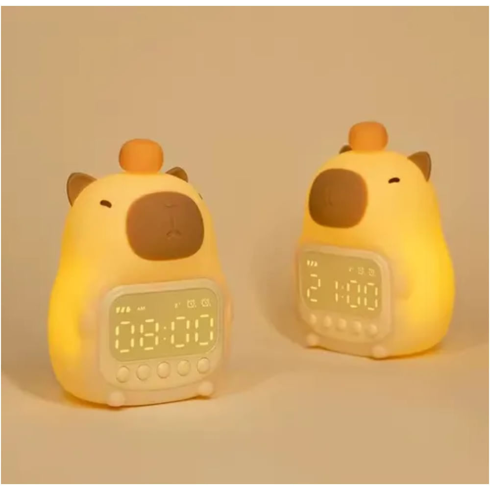 Lámpara Infantil LED Diseño Capibara con Reloj Despertador