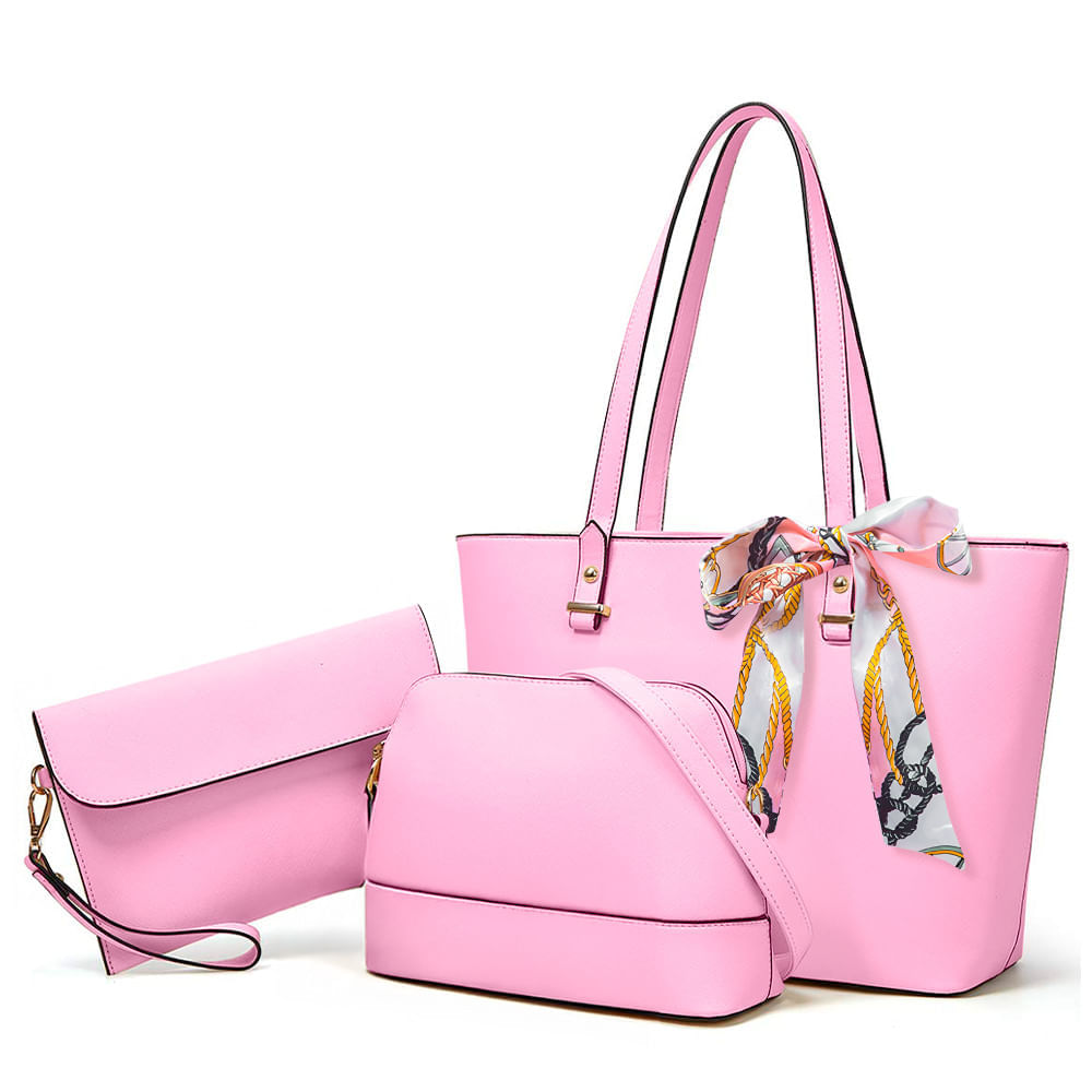 Cartera para Mujer 3 Piezas Elegante Rosado 08G