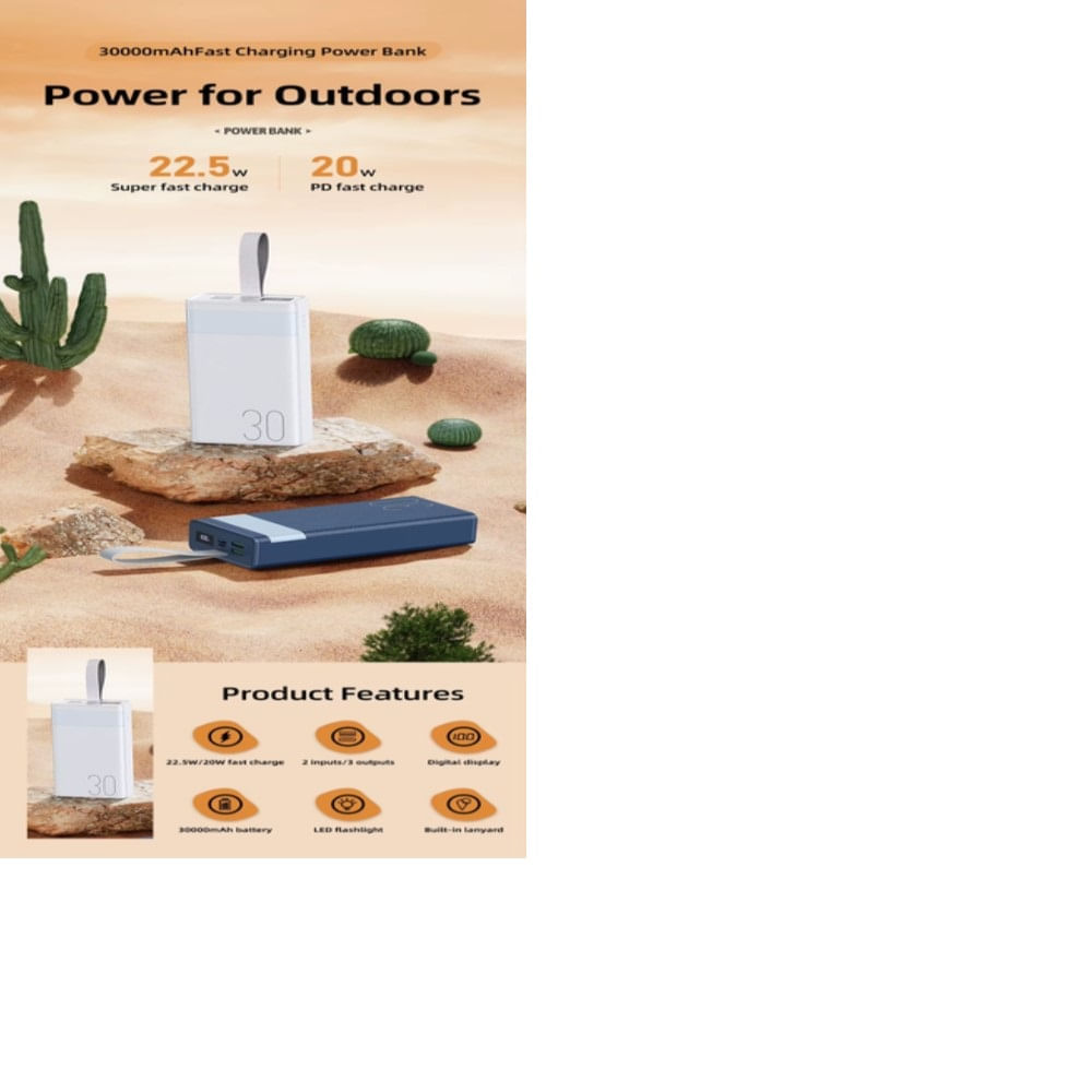 Cargador portátil Remax modelo rpp 320 30000mah pd20w qc22.5w blanco