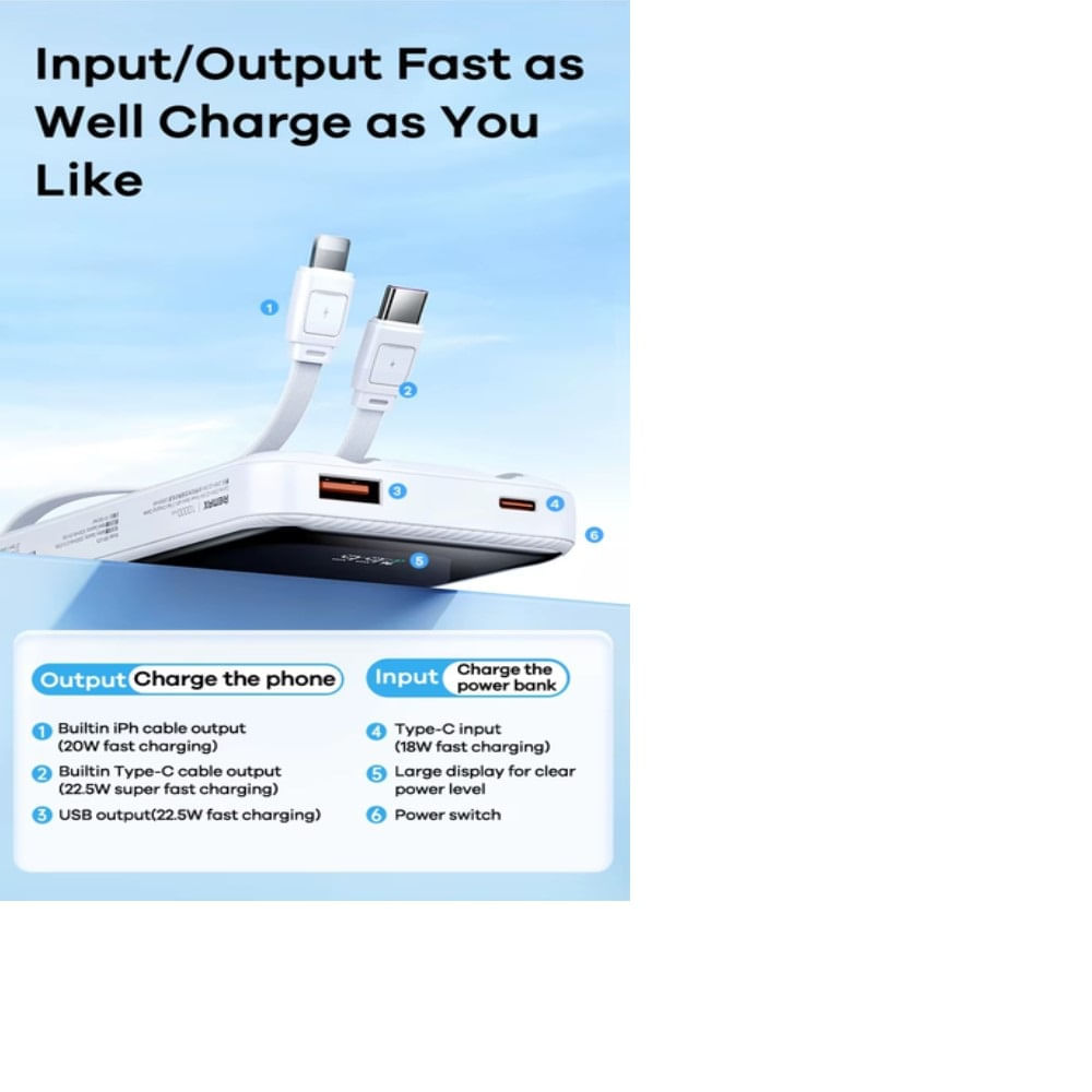 Cargador portátil Remax modelo rpp 679 10000mah 20w 22.5w ultra slim azul