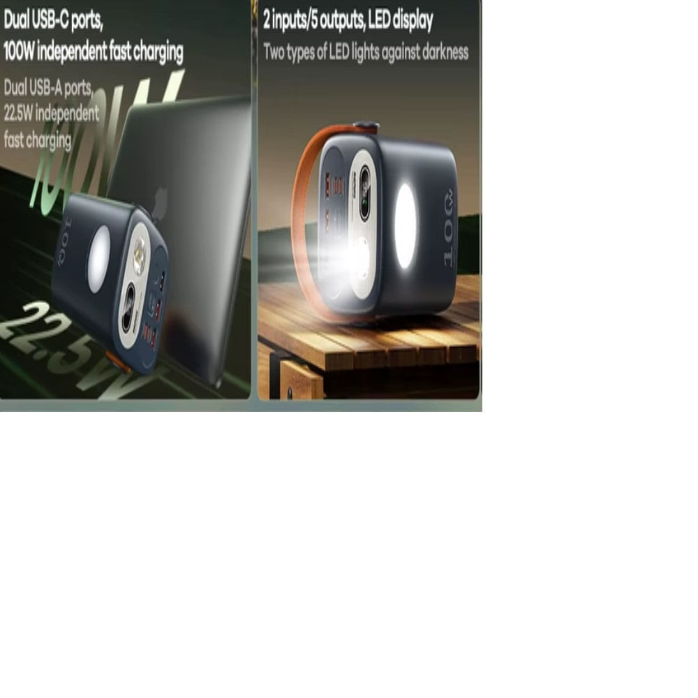 Cargador portátil Remax modelo rpp 100 with light 60000 mah 100w 22.5w azul