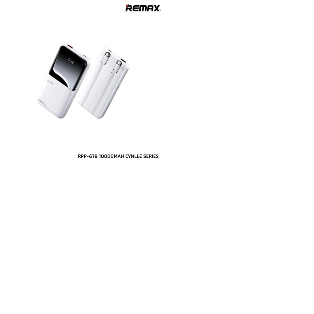 Cargador portátil Remax modelo rpp 679 10000mah 20w 22.5w ultra slim blanco