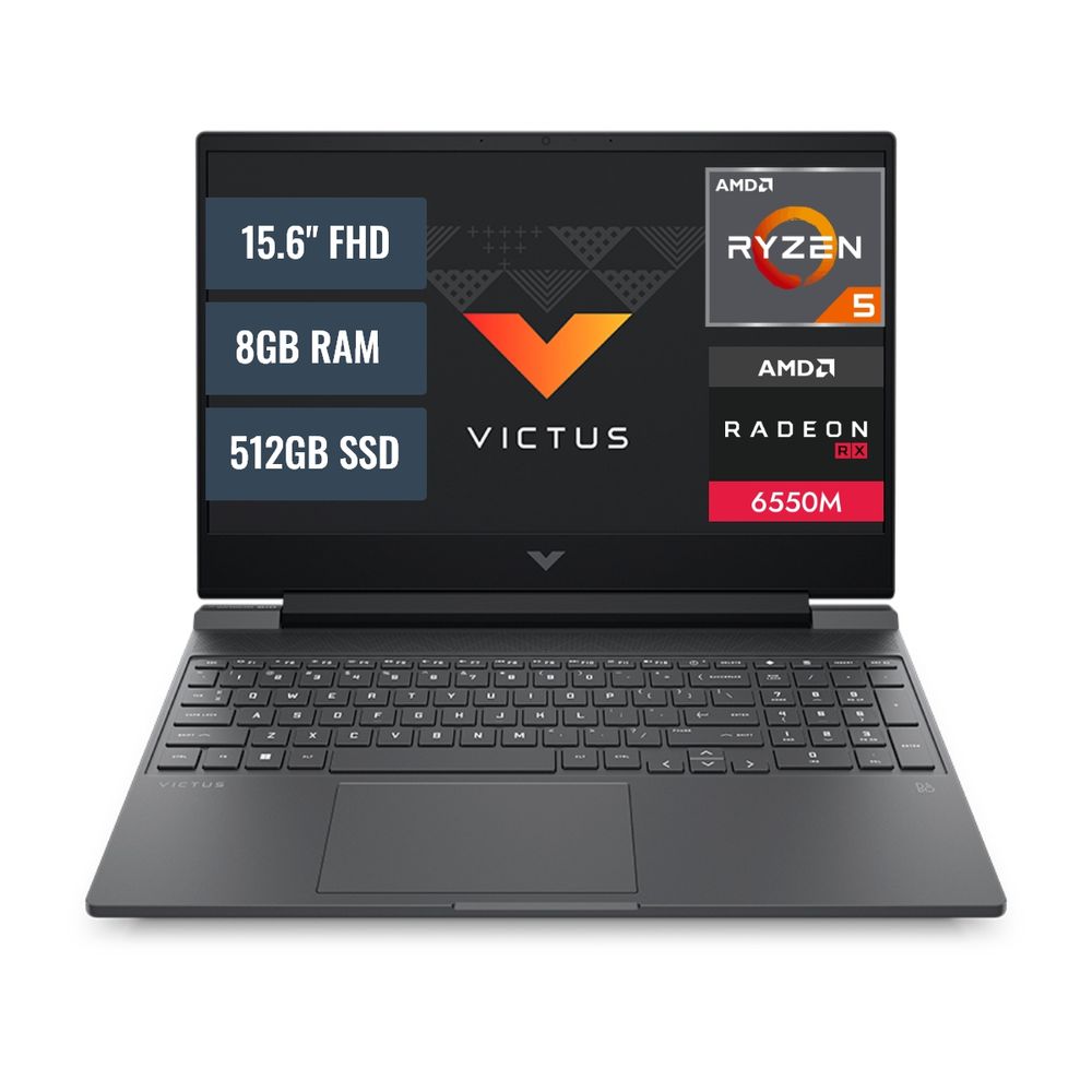 Laptop HP Victus Gaming 15 AMD RYZEN 5 8GB RAM 512GB SSD 4GB RX 6550M 15.6 FHD Windows 11 9Z7L4UA