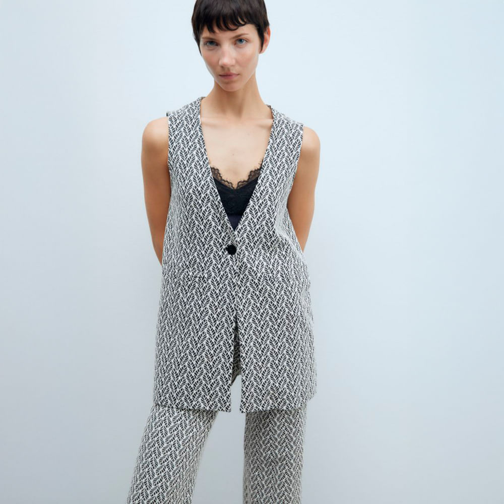 Capucha Sfera Chalecos Mujer Chaleco Jaquard Sfera Mujer Crudo Oechsle