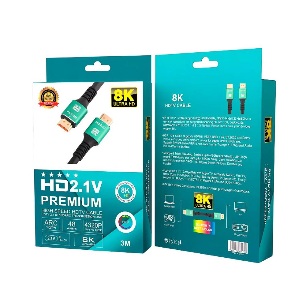Cable HDMI V. 2.1 8K De Alta Velocidad LINEA TECH 3 METROS