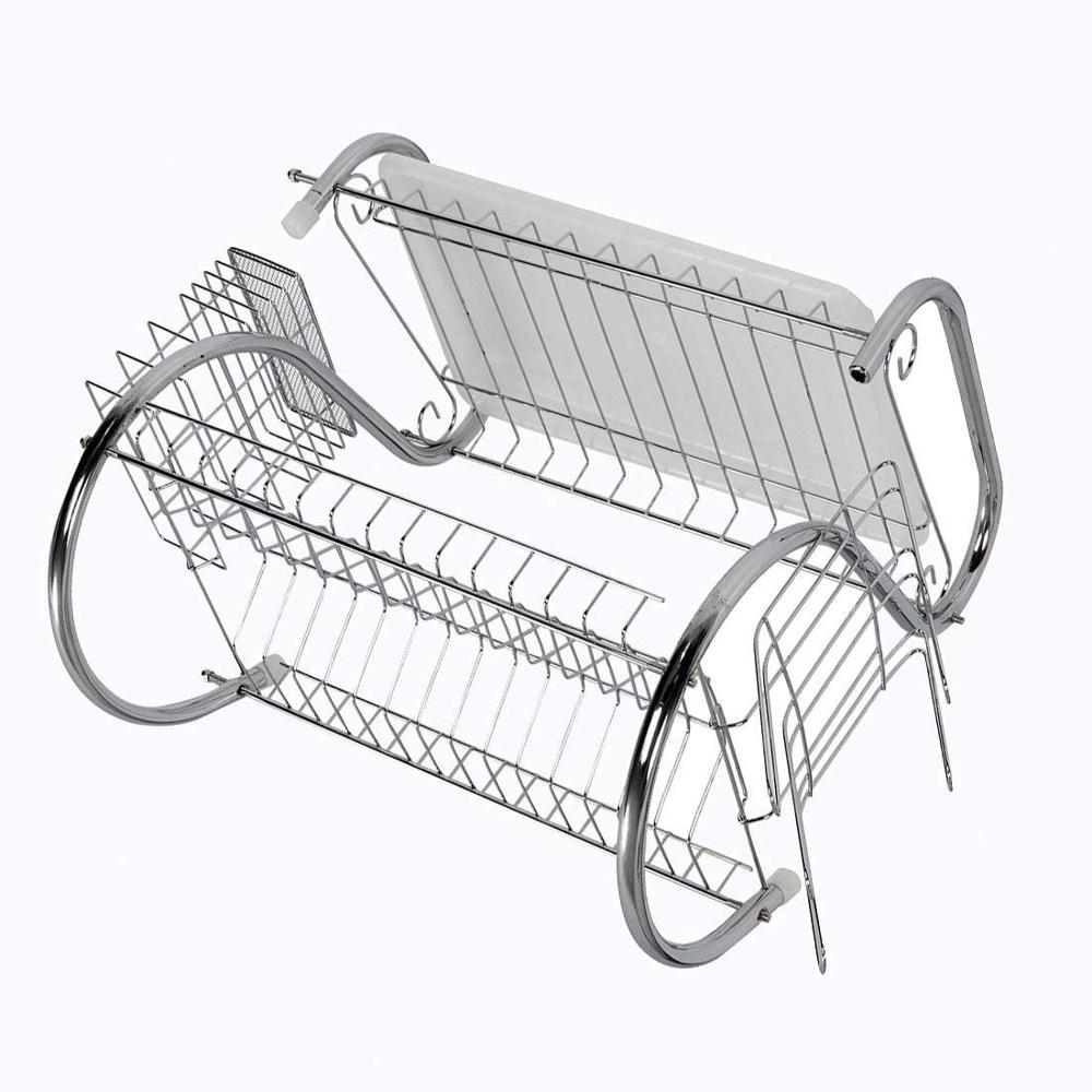 Escurridor de Platos Rack de Cocina 2 Niveles Cromado