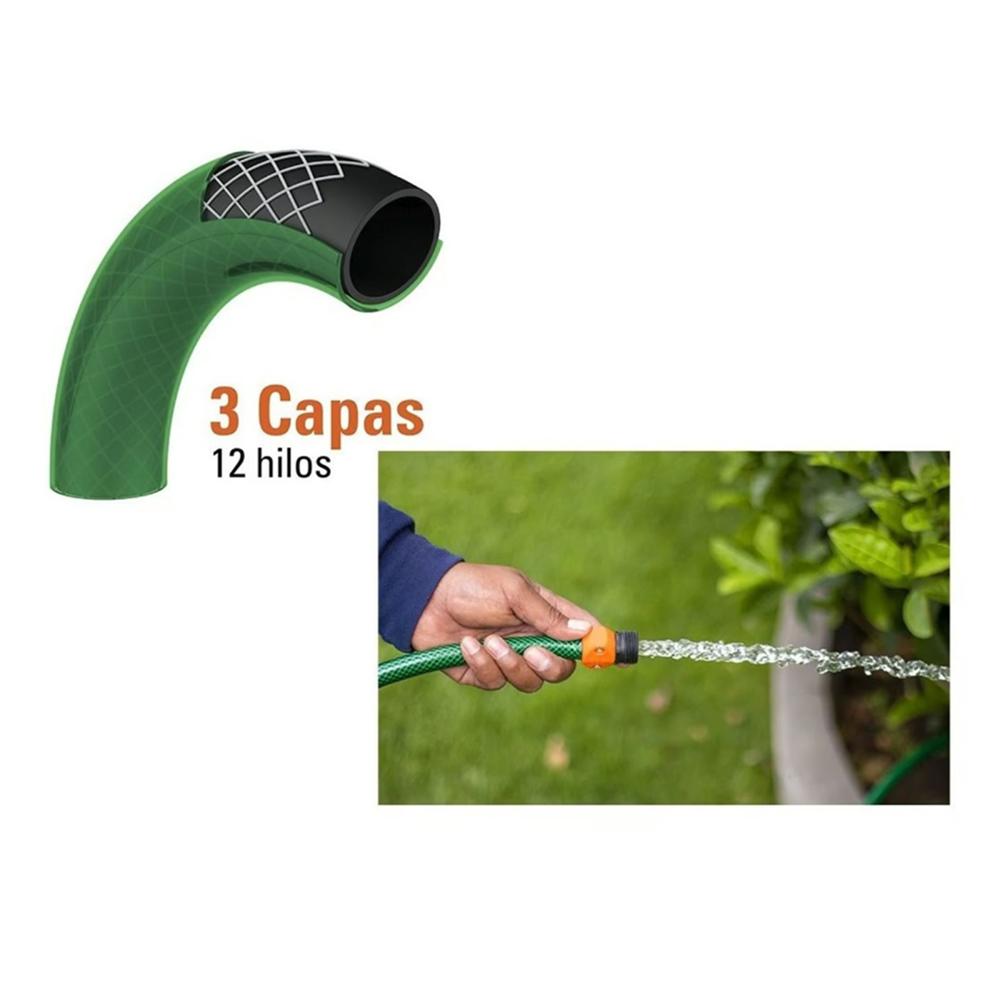Combo Manguera de Riego 1/2" 20 Metros y Pistola de Riego 8 funciones Truper
