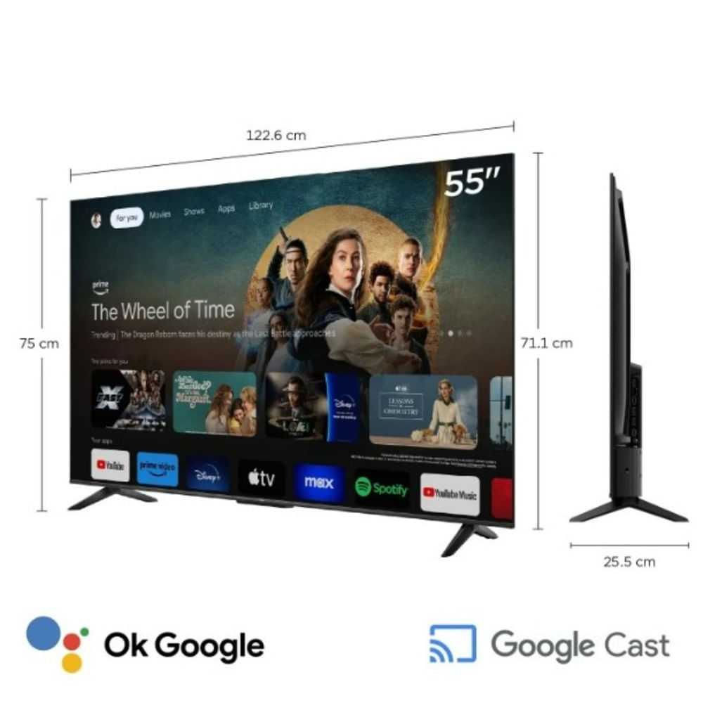 Televisor TCL 55 QLED Smart UHD 4K Google Tv 55T6C