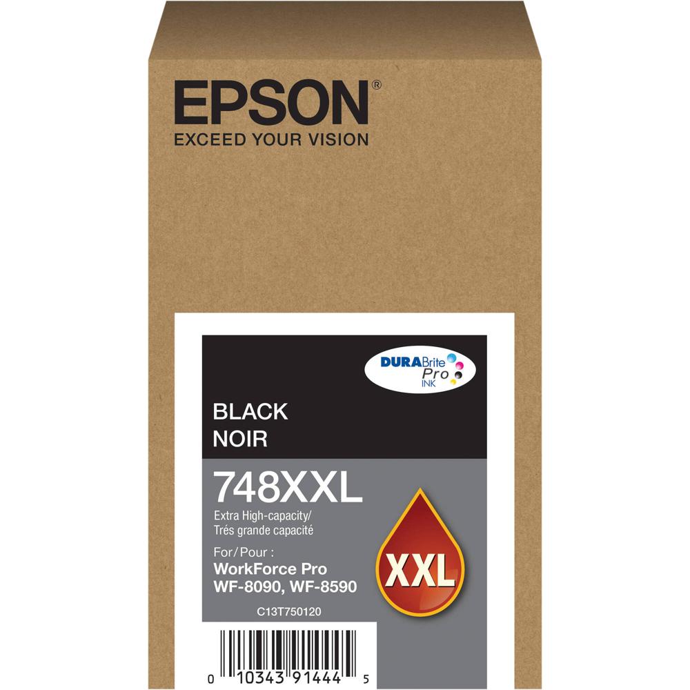 Cartucho de Tinta Negra Epson DURABrite Pro 748XXL de Alta Capacidad para Impresoras WorkForce Pro W